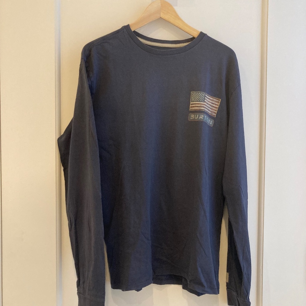 Burton Men Medium Long Sleeve Blue T-shirt Flag